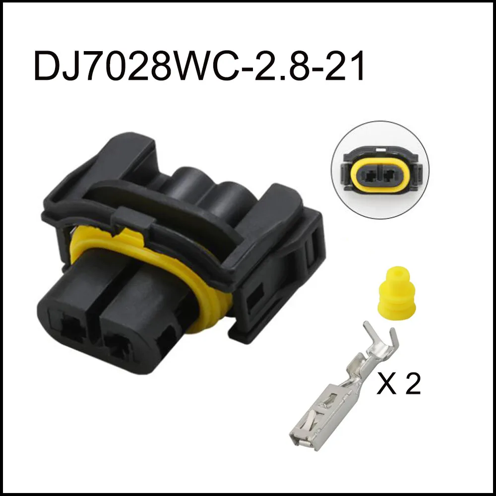100 комплектов автомобильных водонепроницаемых соединительных клемм DJ7028WC-2.8-21, 2-контактный кабельный штекер с гнездом-розеткой