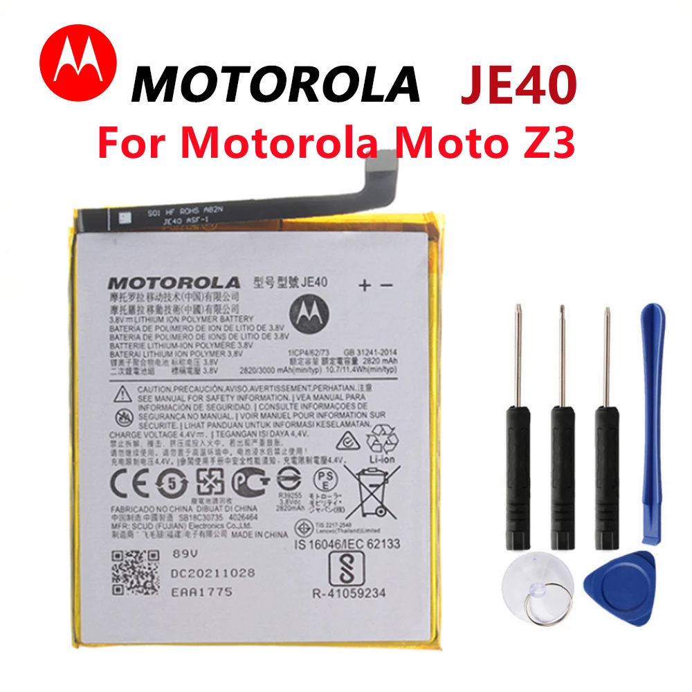 100% Оригинальный Новый Аккумулятор для Телефона 3000mAh/11.4Wh JE40 Для Motorola Moto Z3 JE40 Batterie Bateria Batterij batteries