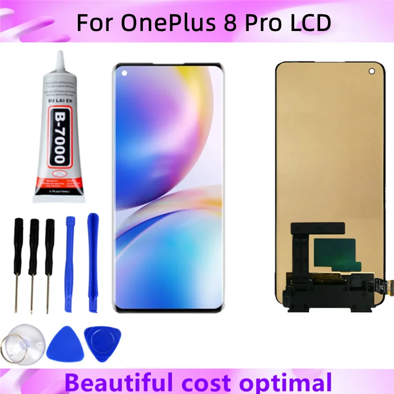 100% тестовый Оригинал Для OnePlus 8 Pro ЖК-экран дисплея + Замена сенсорной панели Дигитайзера 1 + 8Pro Для Oneplus 8 1 + 8 IN2023 LC