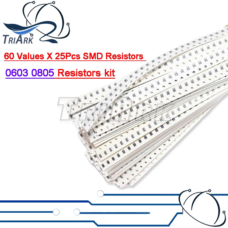 1500 шт резисторов SMD 0603 0805 В ассортименте 60 значений X 25 шт 0R-10M Ом 1% Высокоточный комплект сопротивления пленочного чипа