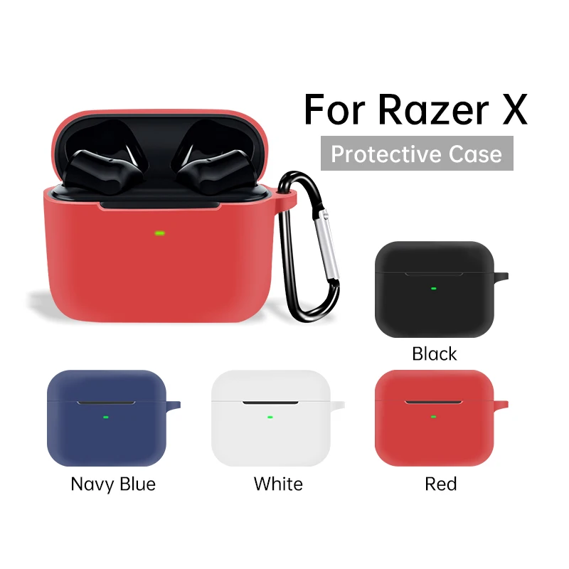 1шт для Razer Hammerhead True Wireless X Case, защитный чехол для Bluetooth-гарнитуры, силиконовый мягкий чехол, чехол для наушников с крючком 2023