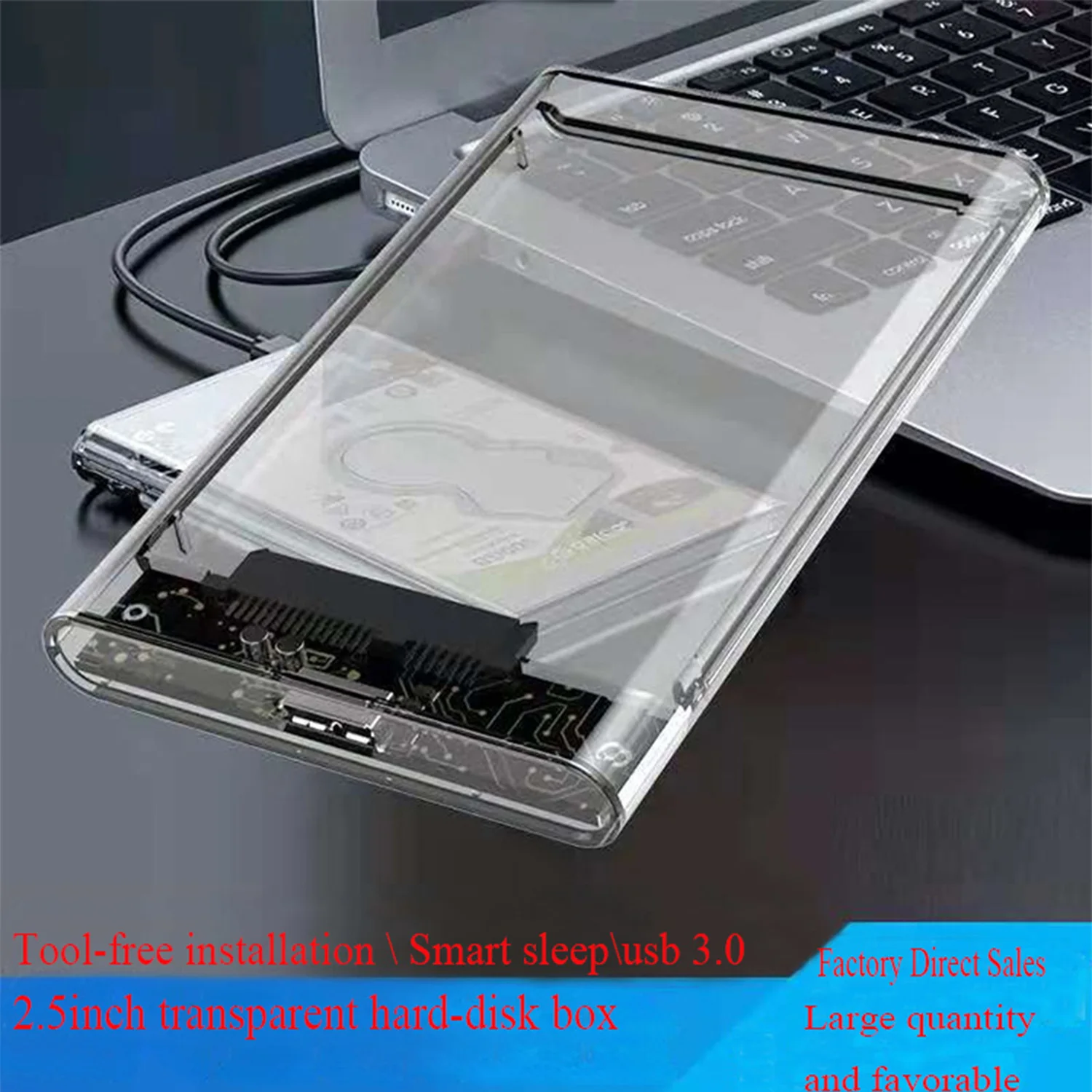 2,5-дюймовый корпус SATA hdd externo usb 3.0 HDD case Сдвиньте крышку-слайдер и прозрачную коробку для съемных дисков с закругленными краями