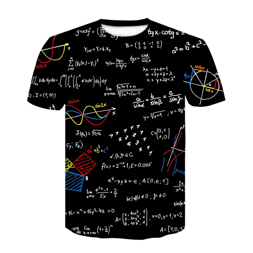 2022 Новая Забавная Мужская футболка с математической формулой, 3D Печатью, Уличная мода, Математическая футболка с коротким рукавом, Мужская Футболка, Топ