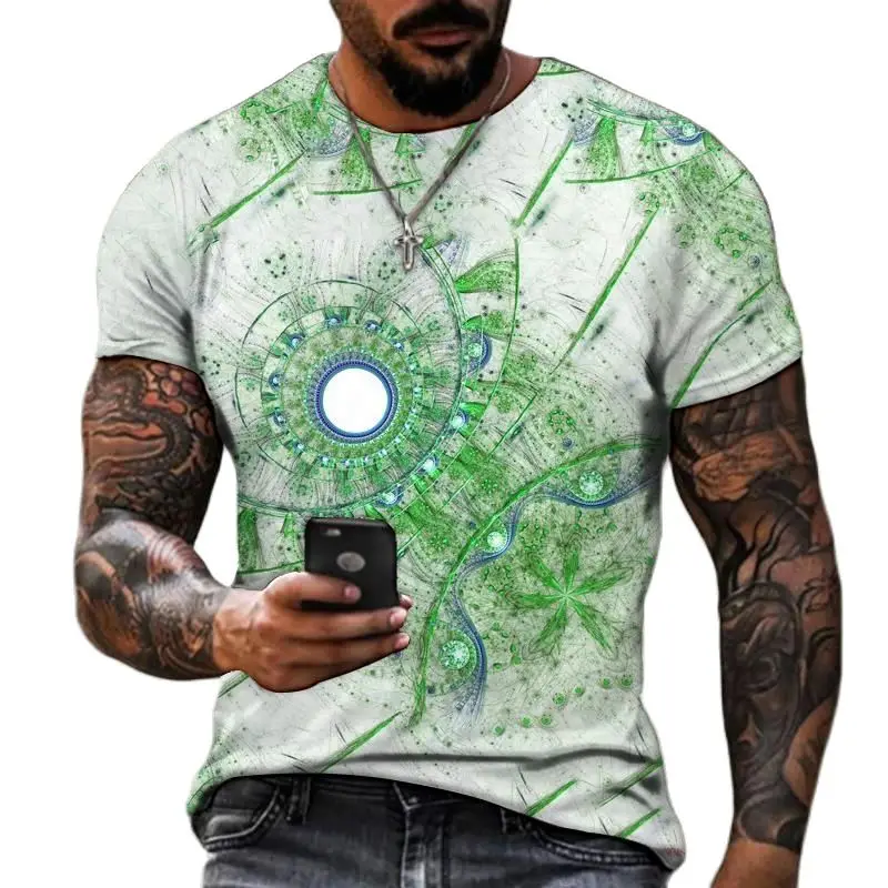 2023 Новая мужская летняя рубашка, художественная личность, футболка большого размера Harajuku Street, Креативная 3D печать, Топы с короткими рукавами, уличная одежда