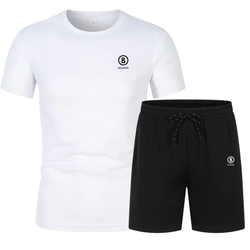 2023 Новый летний мужской спортивный костюм из хлопка BOGNER с короткими рукавами, футболка свободного кроя с коротким рукавом
