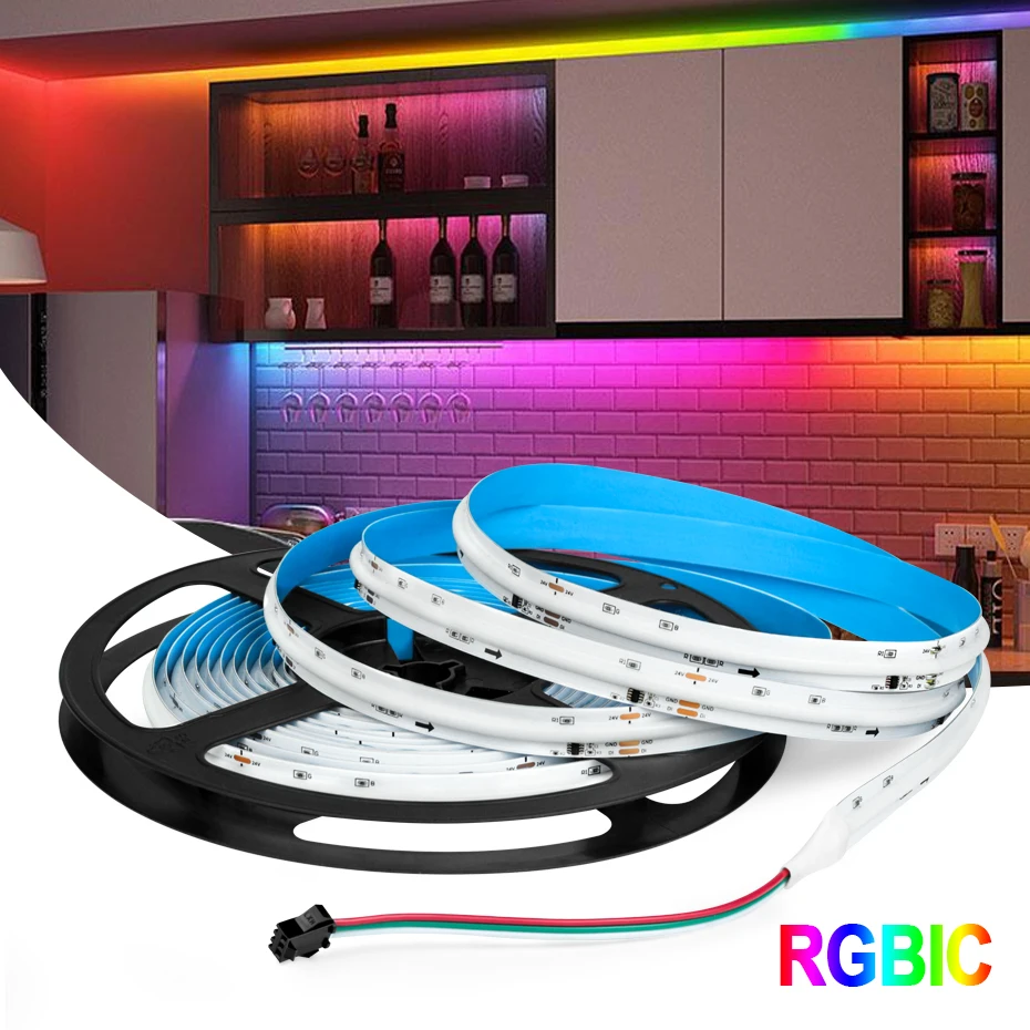 24V COB RGBIC Светодиодные ленты Dreamcolor Адресуемые 2m 5m 720 светодиодов / м COB RGB Светодиодная лента Полноцветное освещение для украшения домашней комнаты
