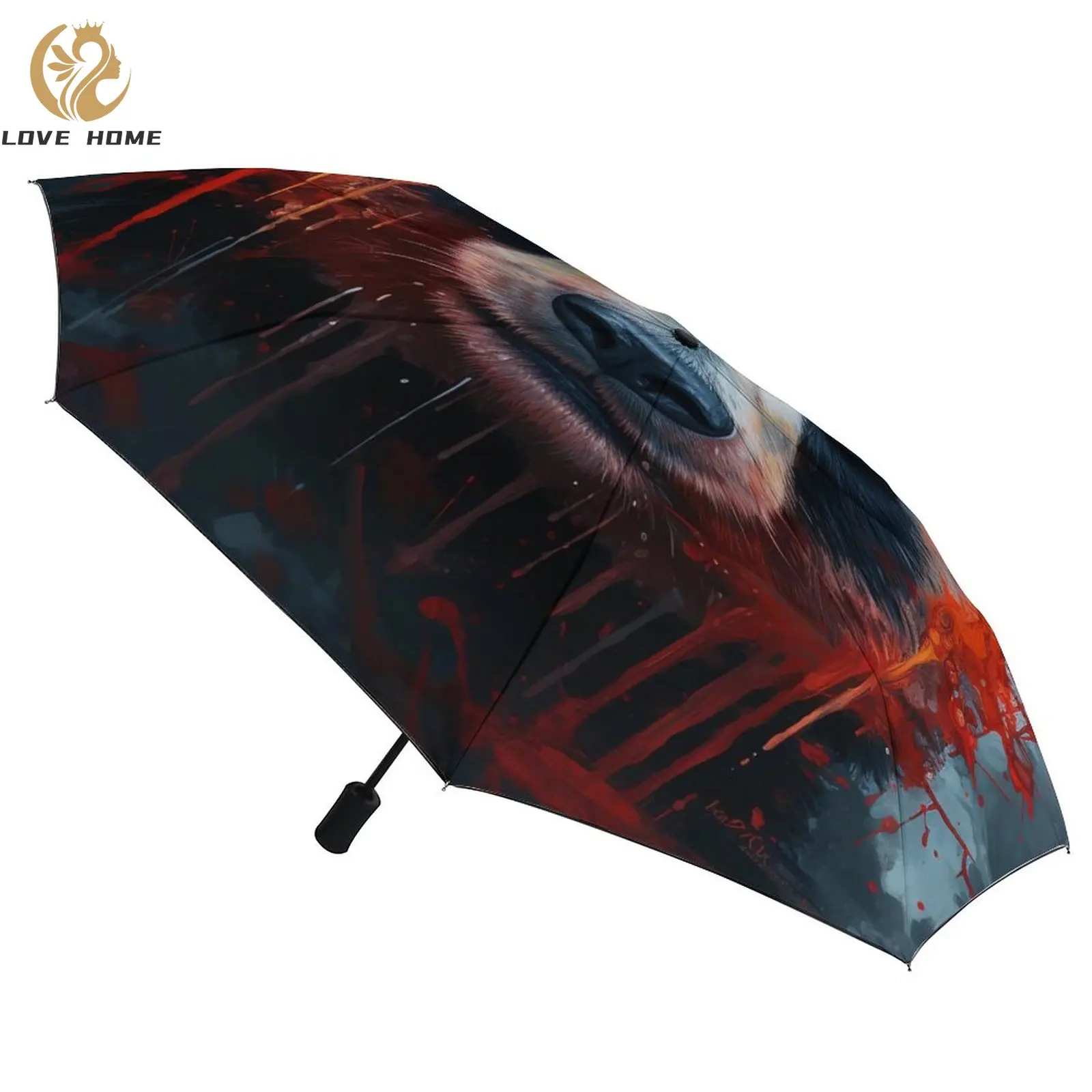 3-х Кратный автоматический зонт Panda, Фантастический Гротескный черный зонт для пальто, Портативные Ветрозащитные зонты для мужчин и женщин