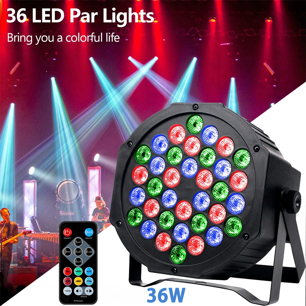 36 светодиодных ламп Par, RGB, черный светильник для дискотеки DJ, сценический светильник с дистанционным управлением DMX со звуком для свадебной вечеринки, Рождества, Хэллоуина