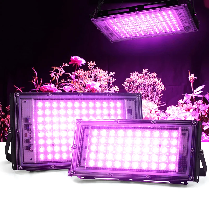 50 Вт Светодиодный светильник для выращивания полного спектра 220 В Фитолампа, полный спектр светодиодных ламп для выращивания растений, Цветочная лампа в помещении и саду