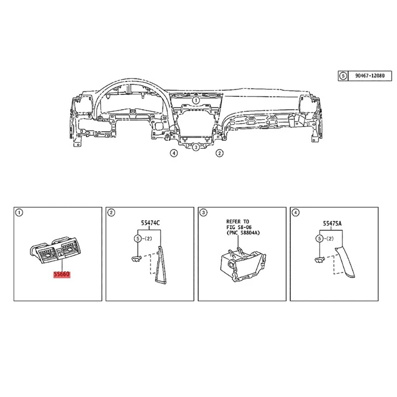 55660-06030 Панель розетки кондиционера на приборной панели автомобиля для Toyota Camry 2007-2013, крышка вентиляционной решетки, версия для США, автомобильные запчасти