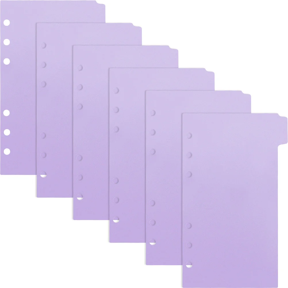 6 шт. перфорированный блокнот, перфорированный переплет, Разделители, вкладки, Указательная бумага A6 Фиолетового цвета, Pp, маркеры для блокнота