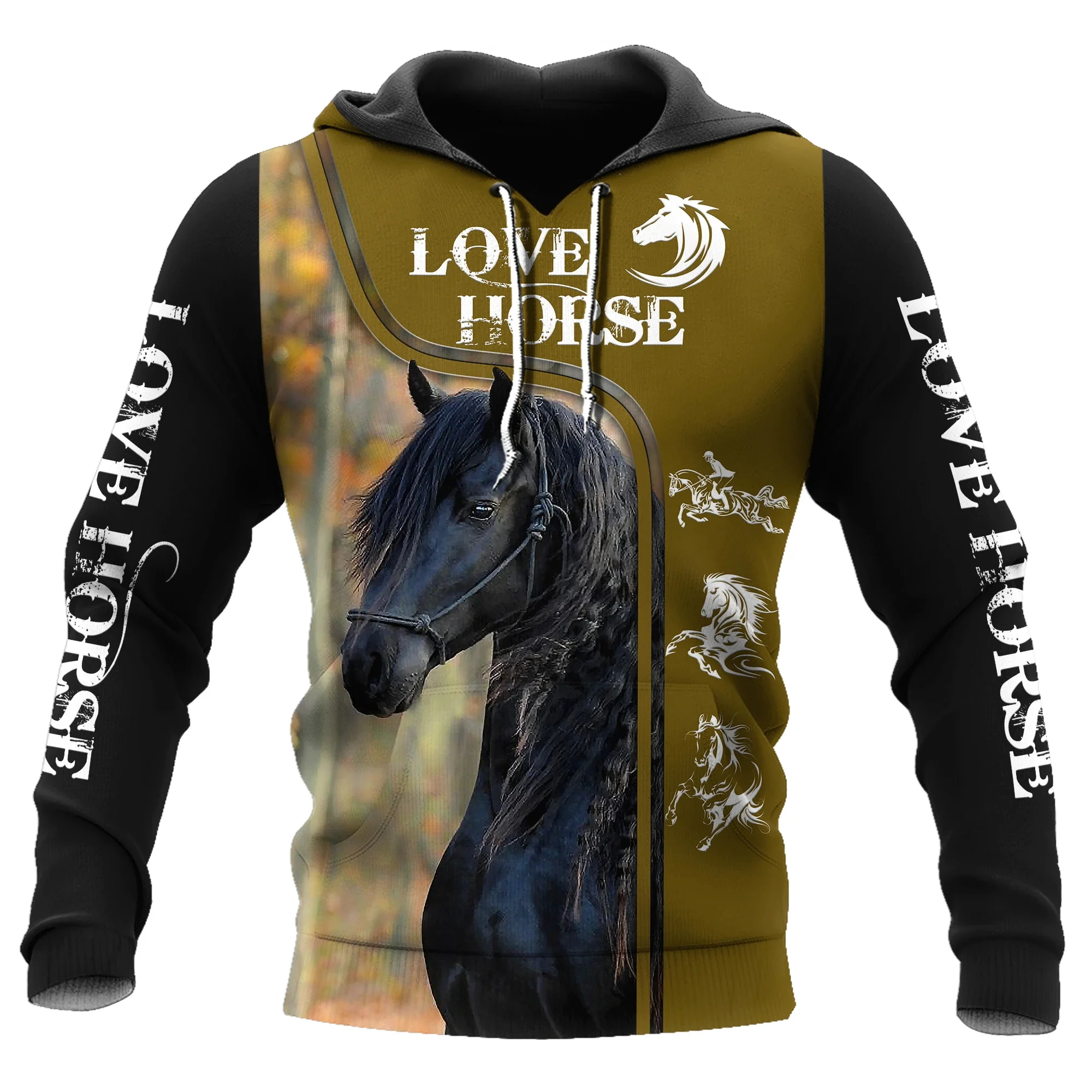 Animal Love, черные, белые, коричневые мужские камуфляжные толстовки с принтом лошади, женские повседневные толстовки с капюшоном, пуловер европейского размера 6XL
