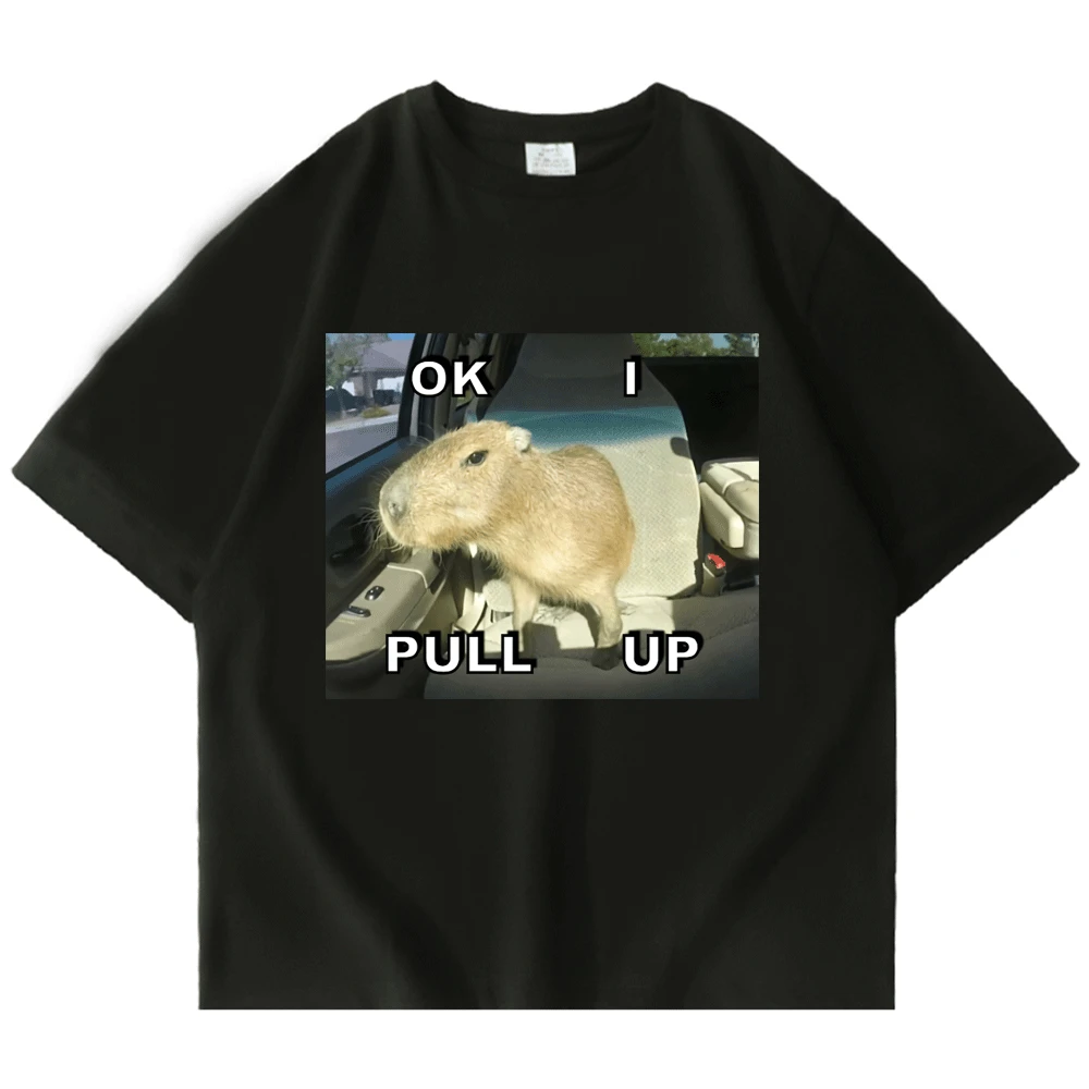 Capybara Meme Забавная Уличная Футболка с принтом Автомобиля, Футболки-Капибары, Футболки для Мужчин, Женщин, Кавайная Винтажная Летняя футболка