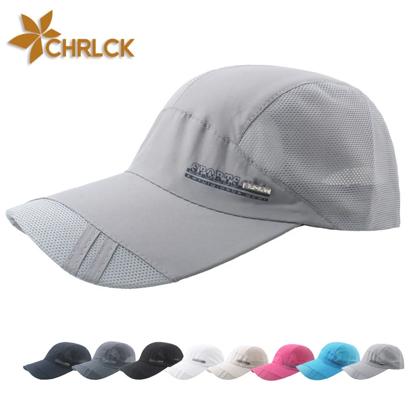 CHRLCK Регулируемые Мужские Женские быстросохнущие бейсболки, летняя Сетчатая кепка с солнцезащитным козырьком, Мужская шляпа для бега, Спортивные бейсболки на открытом воздухе