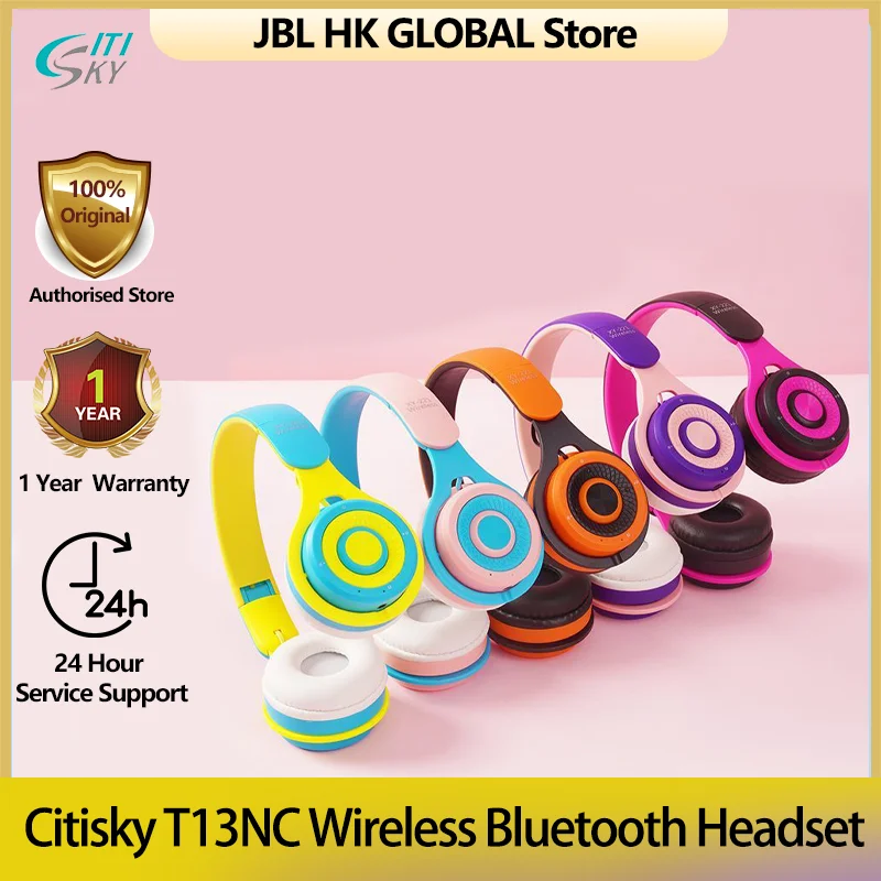 Citisky 100% Оригинальная Беспроводная Bluetooth-гарнитура T13NC Bass Stereo для мальчиков и девочек без микрофона, защищающего детей