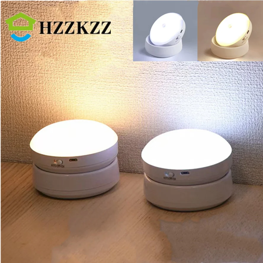 HZZKZZ USB-зарядный шкаф, ночник, беспроводной светодиодный ночник с движением, прикроватный столик для спальни, домашний шкаф, сенсорные круглые светильники
