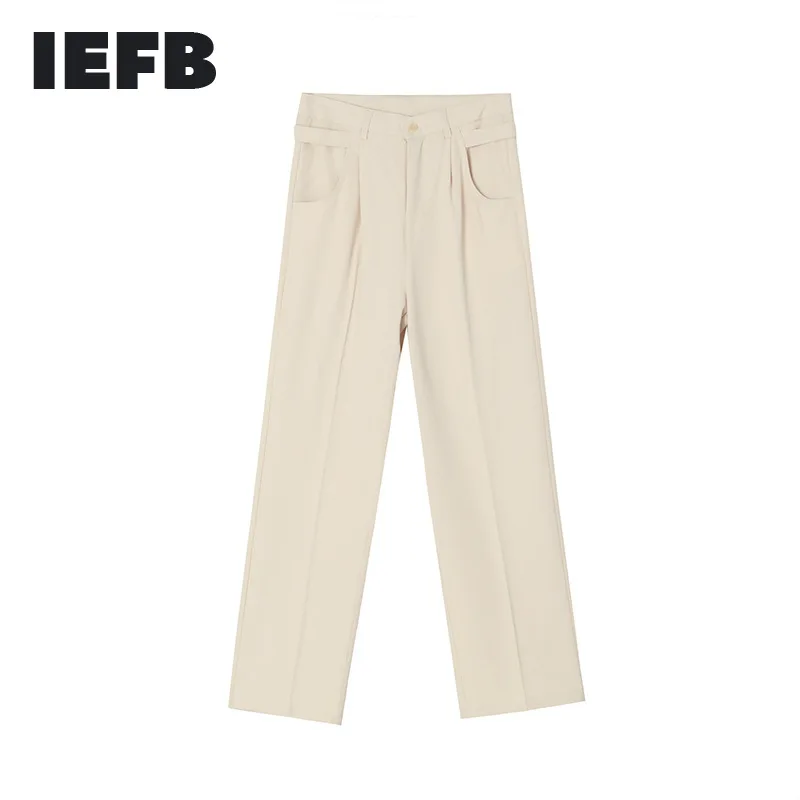 IEFB / мужская одежда 2023, Новые осенние однотонные облегающие повседневные костюмные брюки для мужчин, универсальные простые брюки с карманами 9Y3020