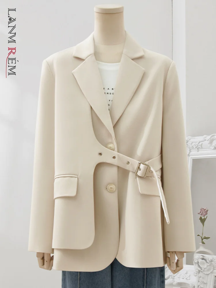 LANMREM Дизайнерский Блейзер с пайетками, женское Однобортное пальто с длинными рукавами, Нерегулярные пальто, Женская одежда 2023, Осень 32D163