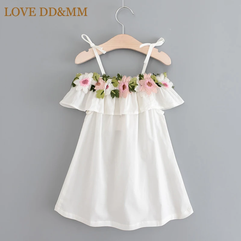 LOVE DD & MM Одежда для девочек, платья, Летняя мода, Милое хлопчатобумажное платье-комбинация с цветочной вышивкой, костюм, Детская одежда
