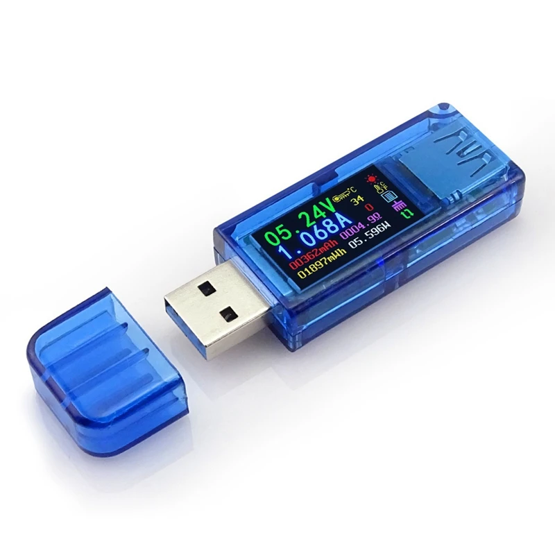 RIDEN AT34 USB 3,0 Цветной ЖК-Вольтметр Амперметр Измеритель Напряжения Тока Мультиметр Заряда Батареи Power Bank USB Тестер Новый Синий ПК