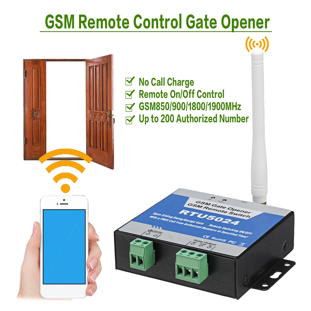 RTU5024 GSM Контроль Доступа Реле Открывания Дверей Бесплатный Вызов Беспроводной Контроллер Двигателя Открывания дверей Штепсельная Вилка США/ЕС 4G Устройство Домашней безопасности