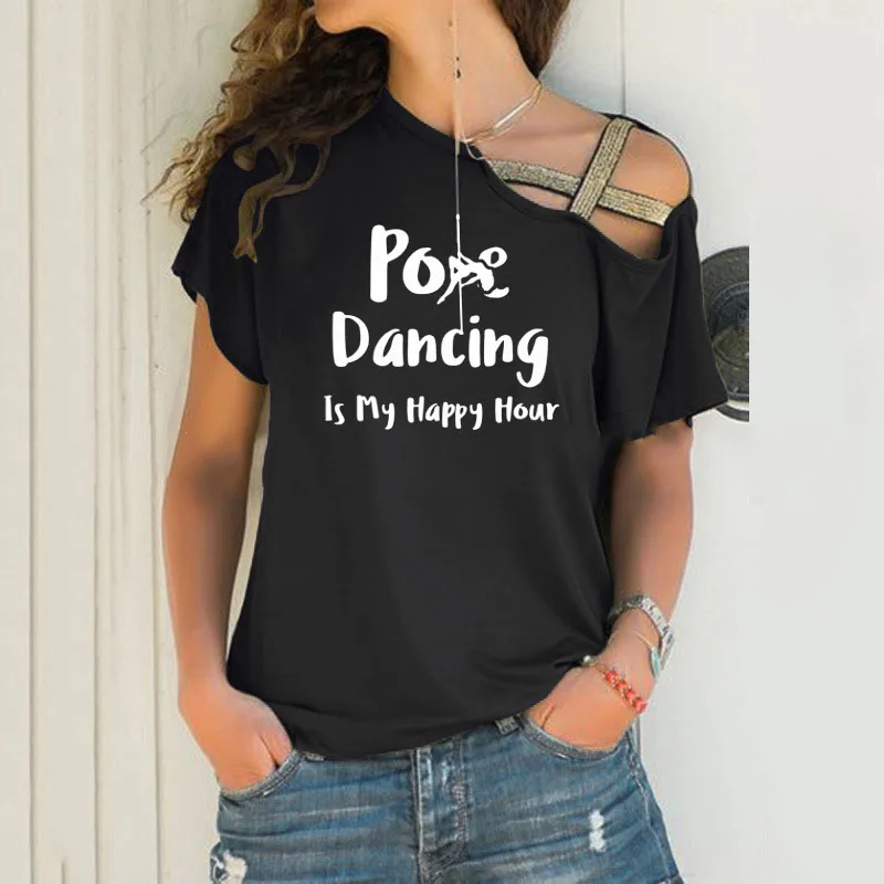 This Is My Pole Dance, женская свободная футболка неправильной формы, Летний подарок любителю танцев, Новые сексуальные топы с перекрестной повязкой на шее для женщин