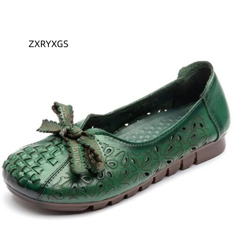 ZXRYXGS 2023 Весна Лето Женские туфли на плоской подошве из натуральной кожи с бантом на плоской подошве, нескользящие, удобные и дышащие туфли Tide