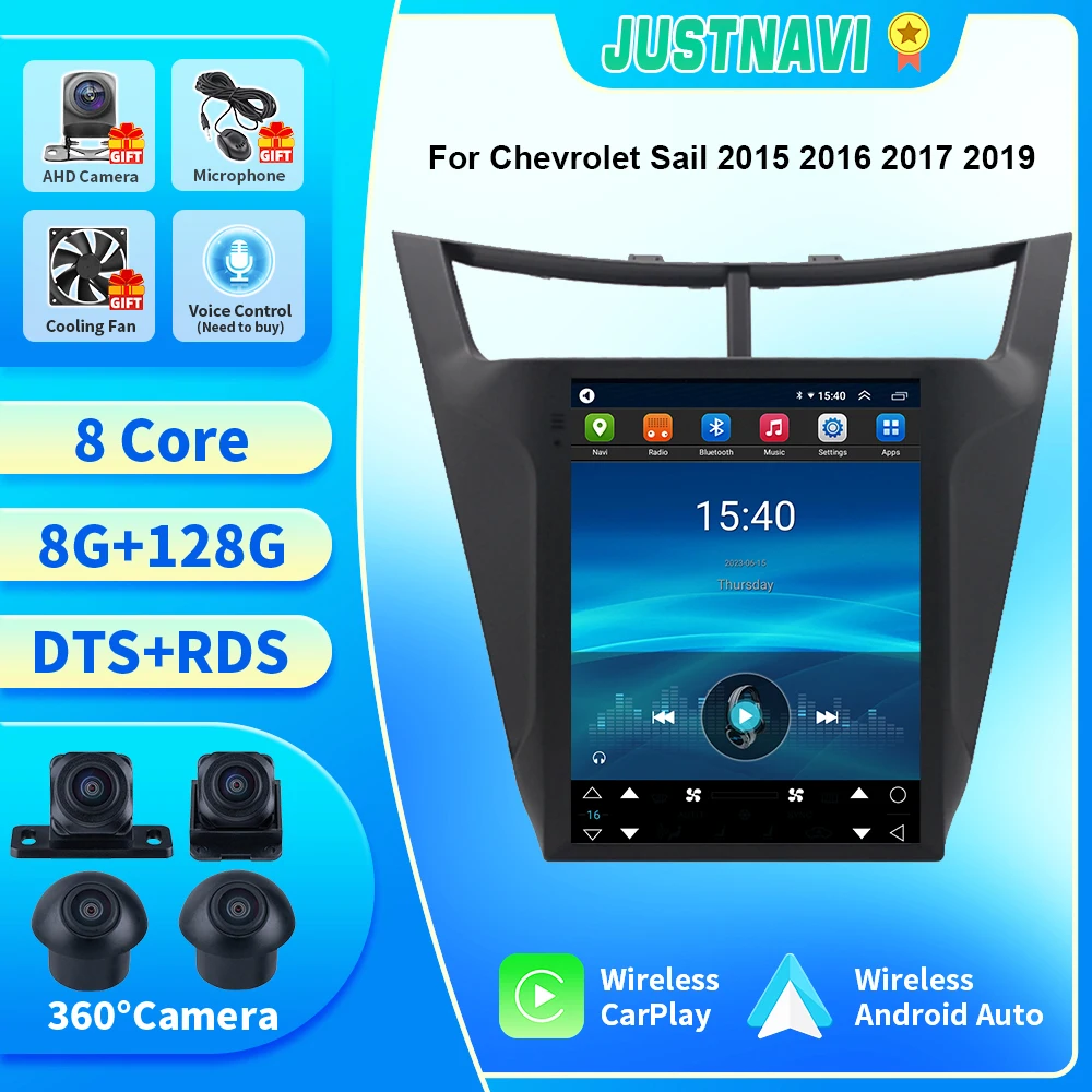 Автомагнитола JUSTNAVI Android для Chevrolet Sail 2015 2016 2017 2019, Мультимедийный видеоплеер с вертикальным экраном, навигация GPS