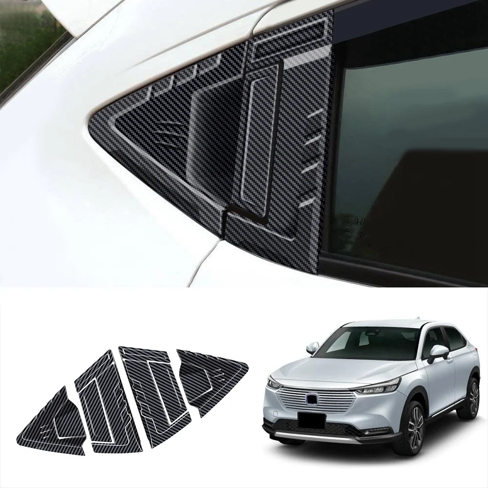 Автомобильная Углепластиковая Накладка На Заднее Стекло с Треугольными Жалюзи для Honda HRV HR-V Vezel 2021 2022 Боковая Вентиляционная Накладка На Окно