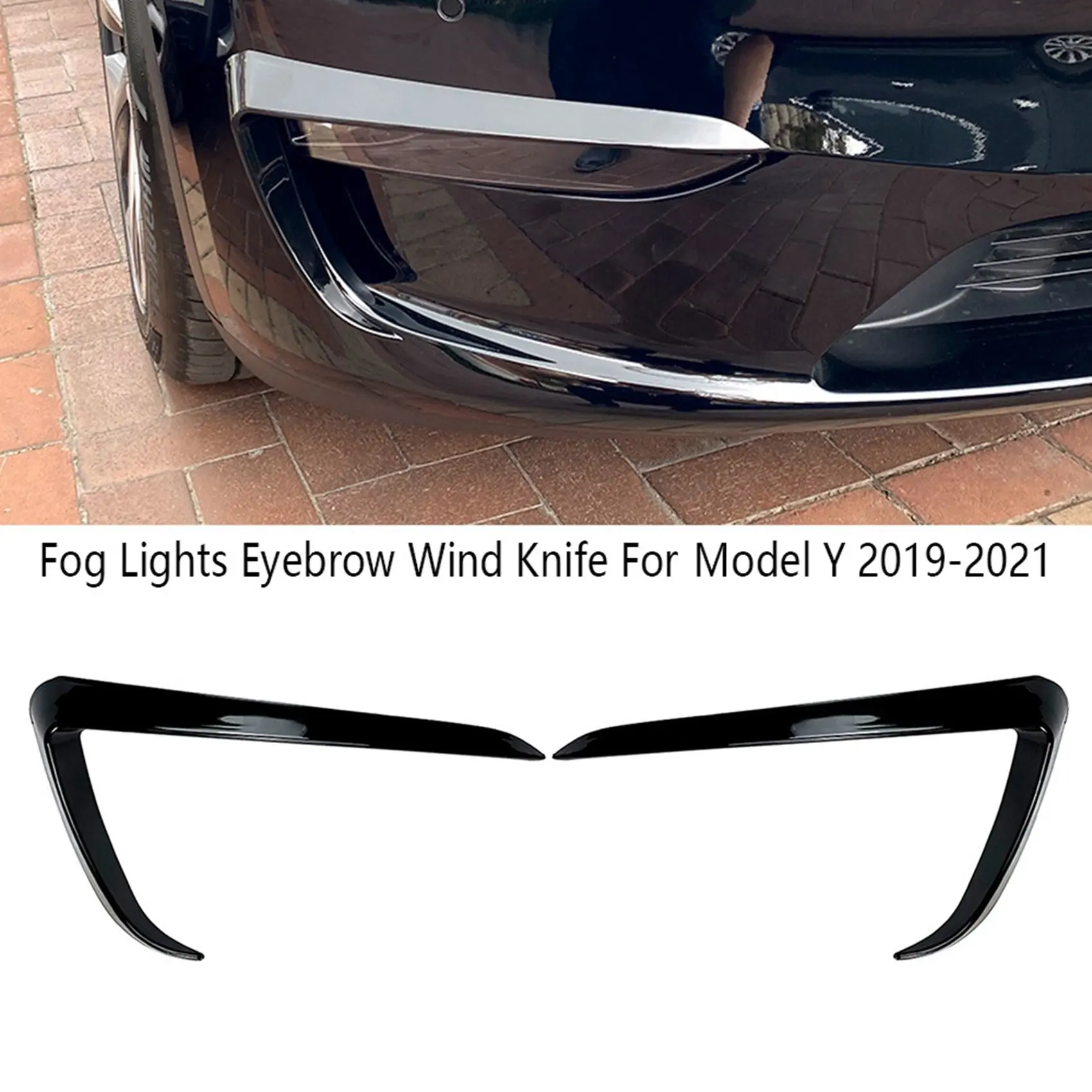 Автомобильные противотуманные фары Ветрозащитный нож для бровей Сплиттер переднего бампера Спойлер Накладок для Tesla Модель Y 2019-2021 Черный