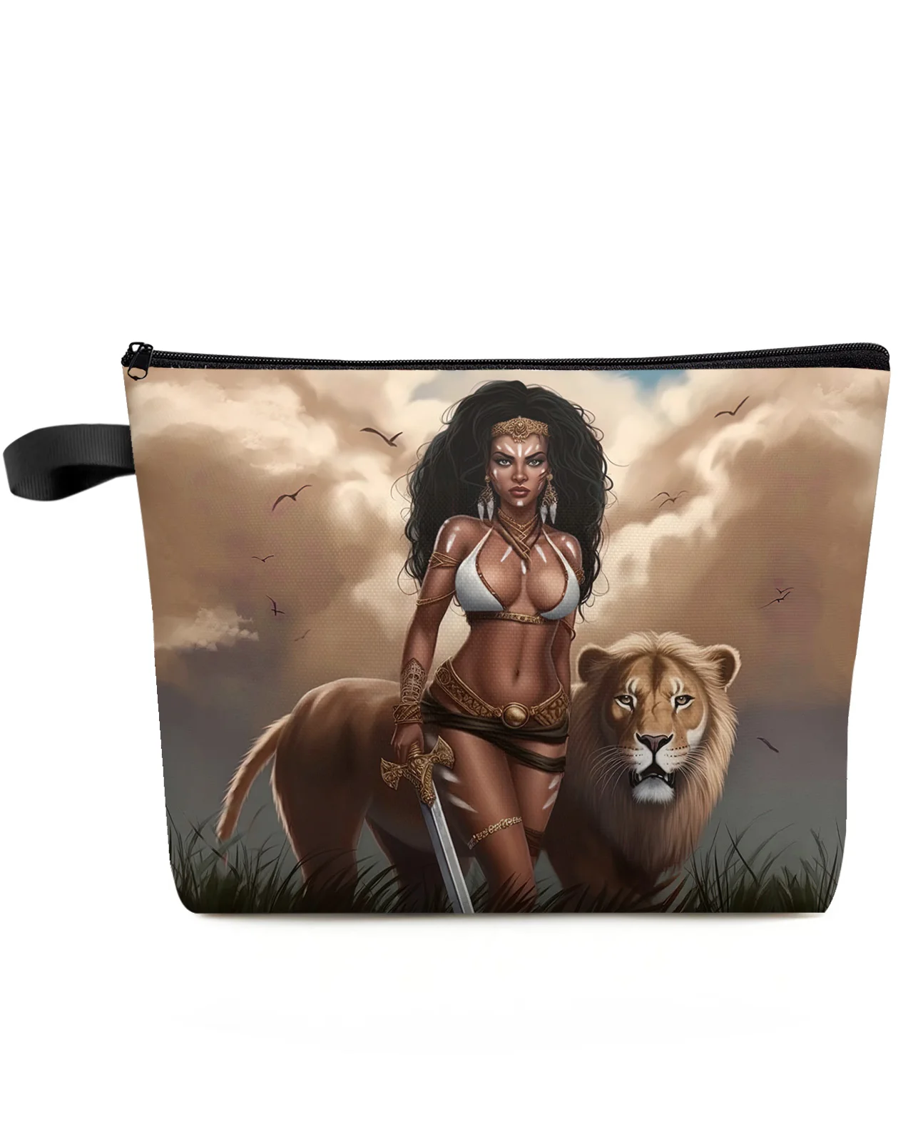 Африканская Саванна, женщина-лев, косметичка, сумка для путешествий, женские косметические сумки, органайзер для туалета, пенал для хранения детей