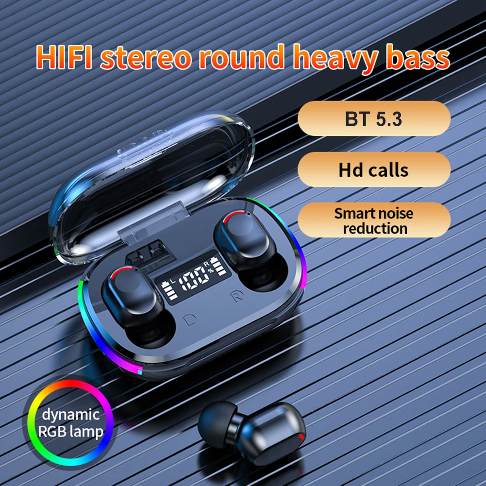 Беспроводная гарнитура-вкладыш K10, Bluetooth-совместимые стереонаушники 5.3, светодиодный цифровой дисплей, сенсорное управление, игровые спортивные наушники