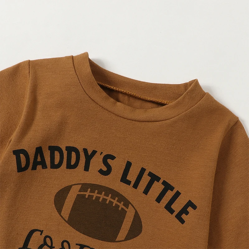 Боди для новорожденного мальчика Daddy's Little Football Buddy, штаны для бега трусцой в стиле регби, Милый осенне-зимний комплект одежды 0-18 м