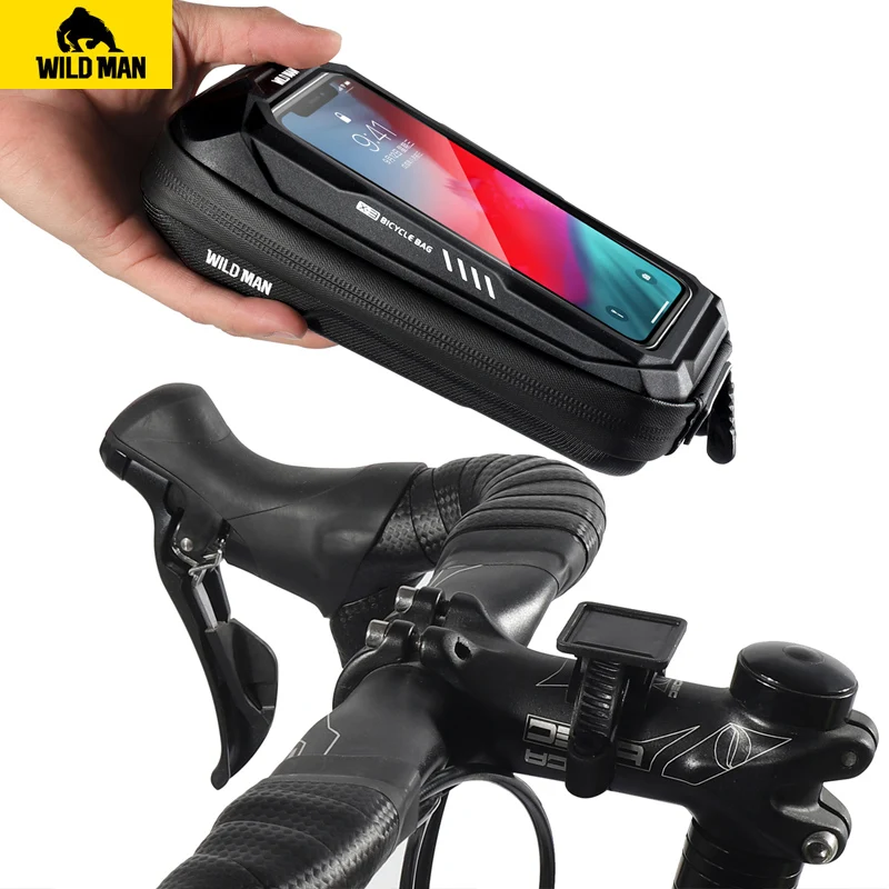 Велосипедная сумка WILDMAN, водонепроницаемая велосипедная сумка с креплением на передней раме, держатель для телефона с сенсорным экраном, сумка для велоспорта, MTB, аксессуары для велосипедов