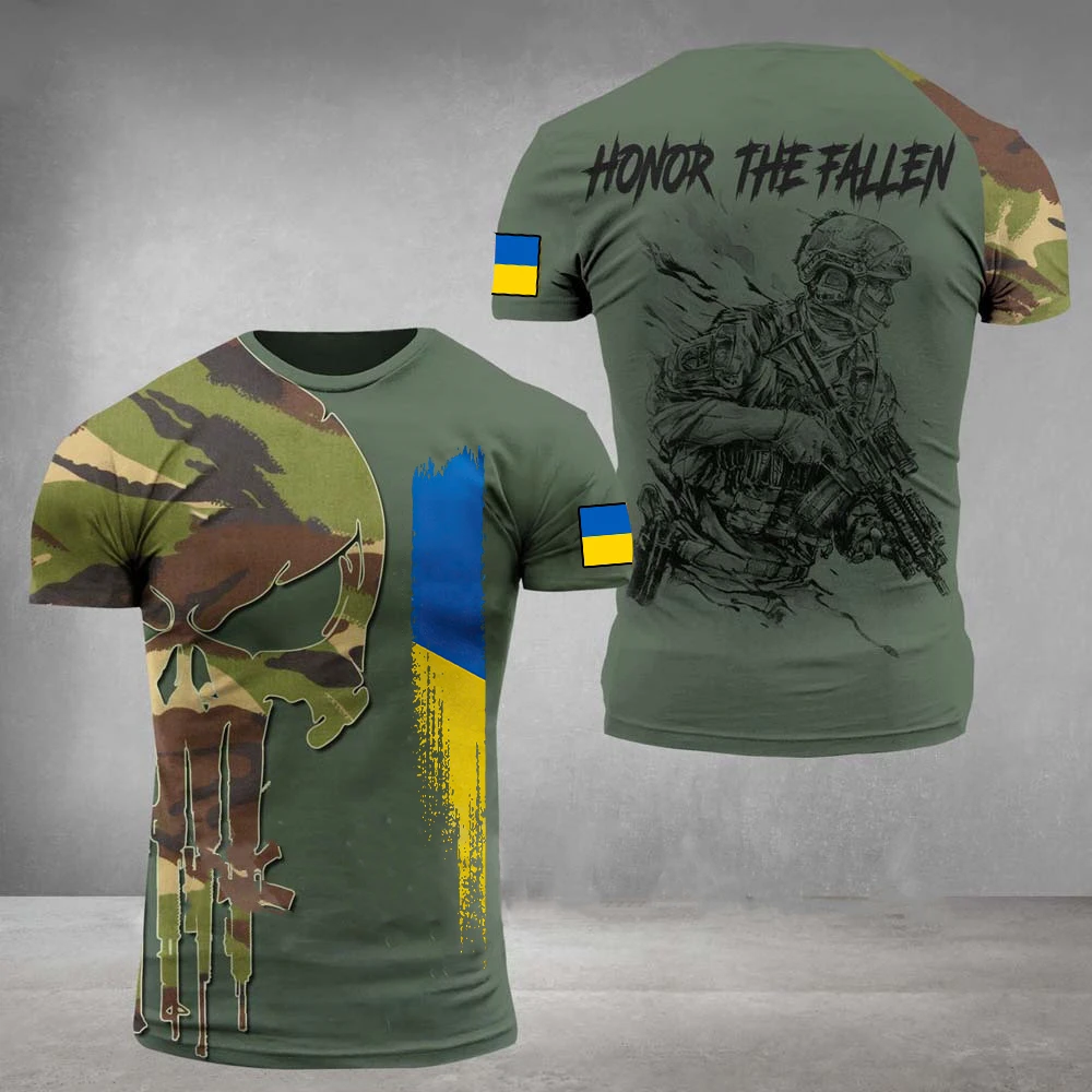 Ветеран армии, мужские футболки с 3D-принтом, солдат Украины, Повседневная круглая горловина, Свободный короткий рукав, камуфляжная мужская одежда коммандос