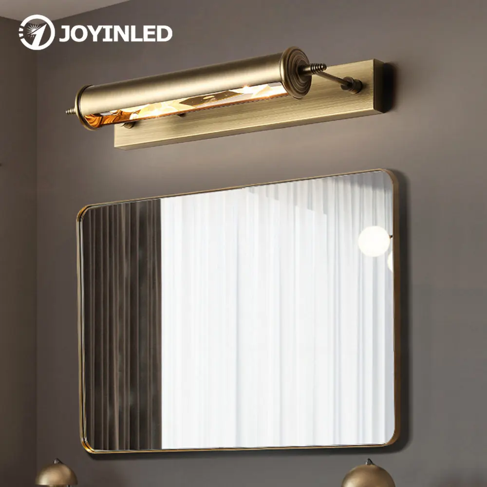 Винтажный бронзовый светильник для ванной комнаты, заменяемая лампа E14, 455 мм, умывальник, зеркало для гардеробной, фара, Настенный светильник с европейской росписью