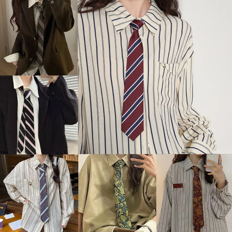 Винтажный галстук в полоску для женщин и мужчин, галстук в японском стиле JK, повседневная универсальная рубашка с галстуком, школьные аксессуары