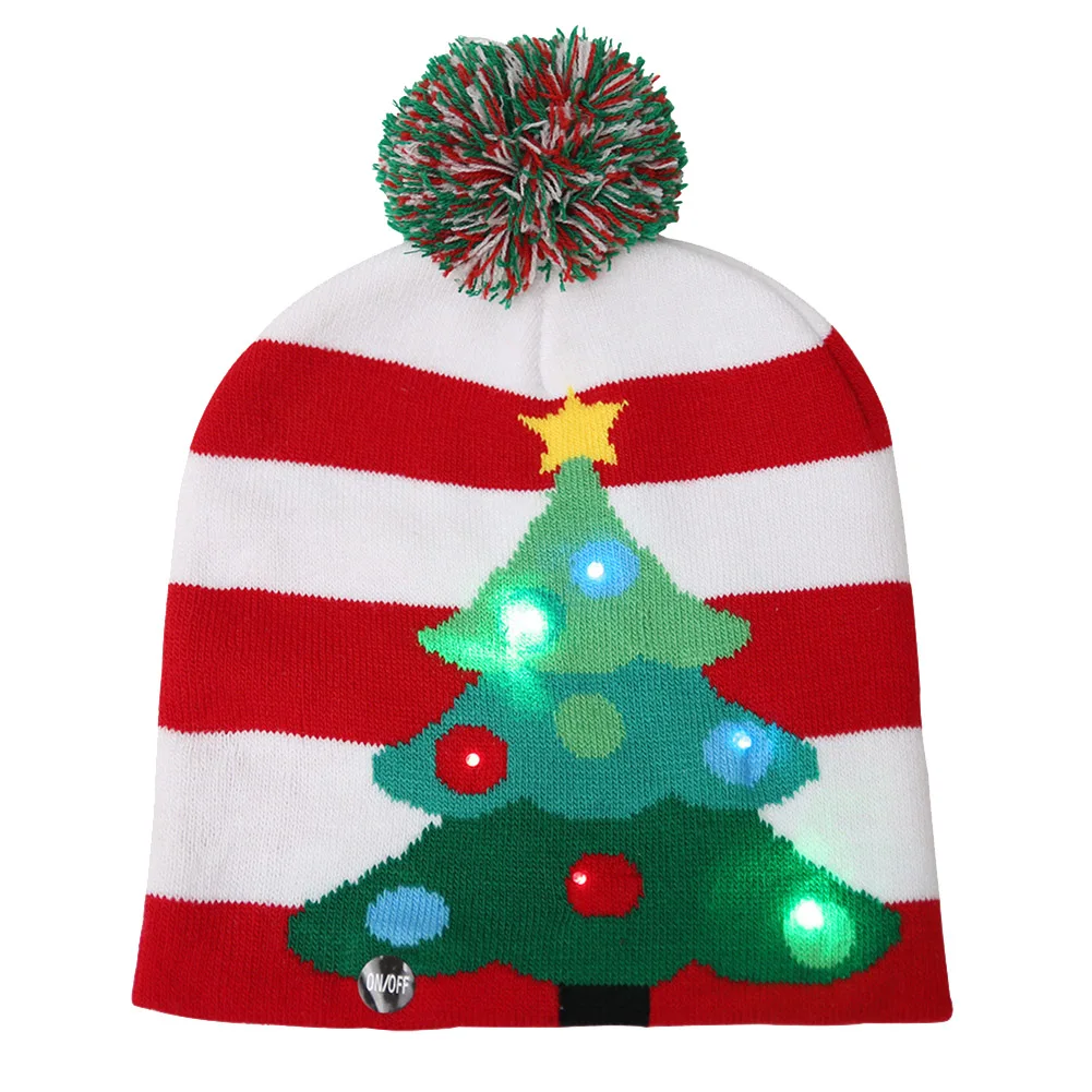 Вязаная шапка-бини со светодиодной подсветкой, унисекс, новинка, зимняя шапка, подарки для семьи и друзей
