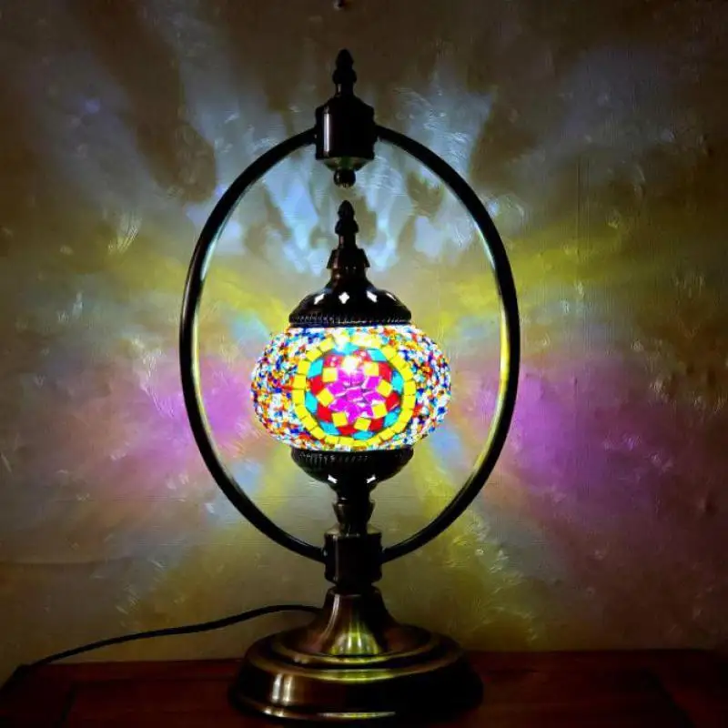 Декоративная настольная лампа в турецком стиле Марокканская Ретро Мозаика Прикроватный ночник для спальни Украшение спальни Кафе Настольная лампа