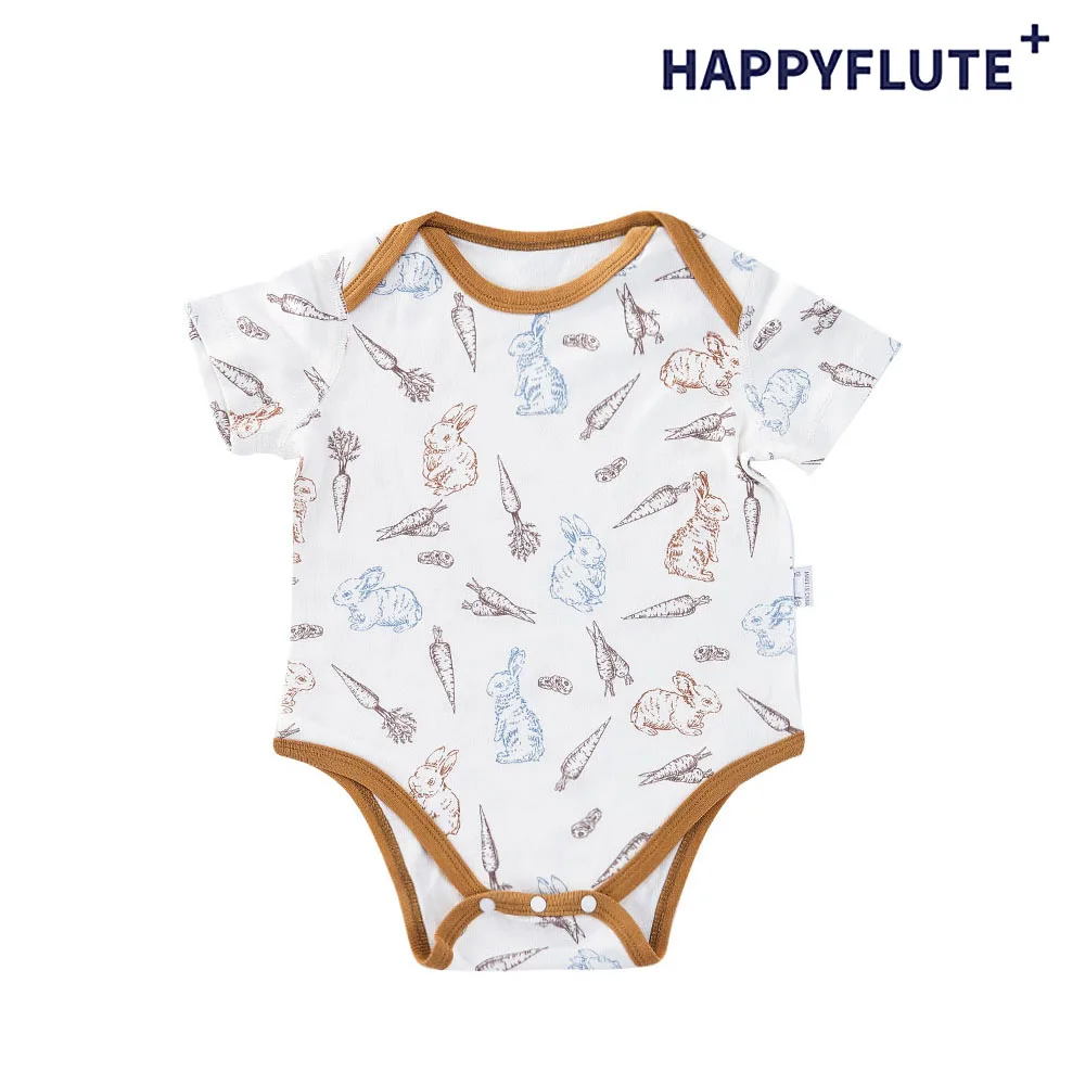 Детская одежда Happyflute для новорожденных мальчиков и девочек, бамбуковые хлопковые детские ползунки с короткими рукавами, боди для младенцев