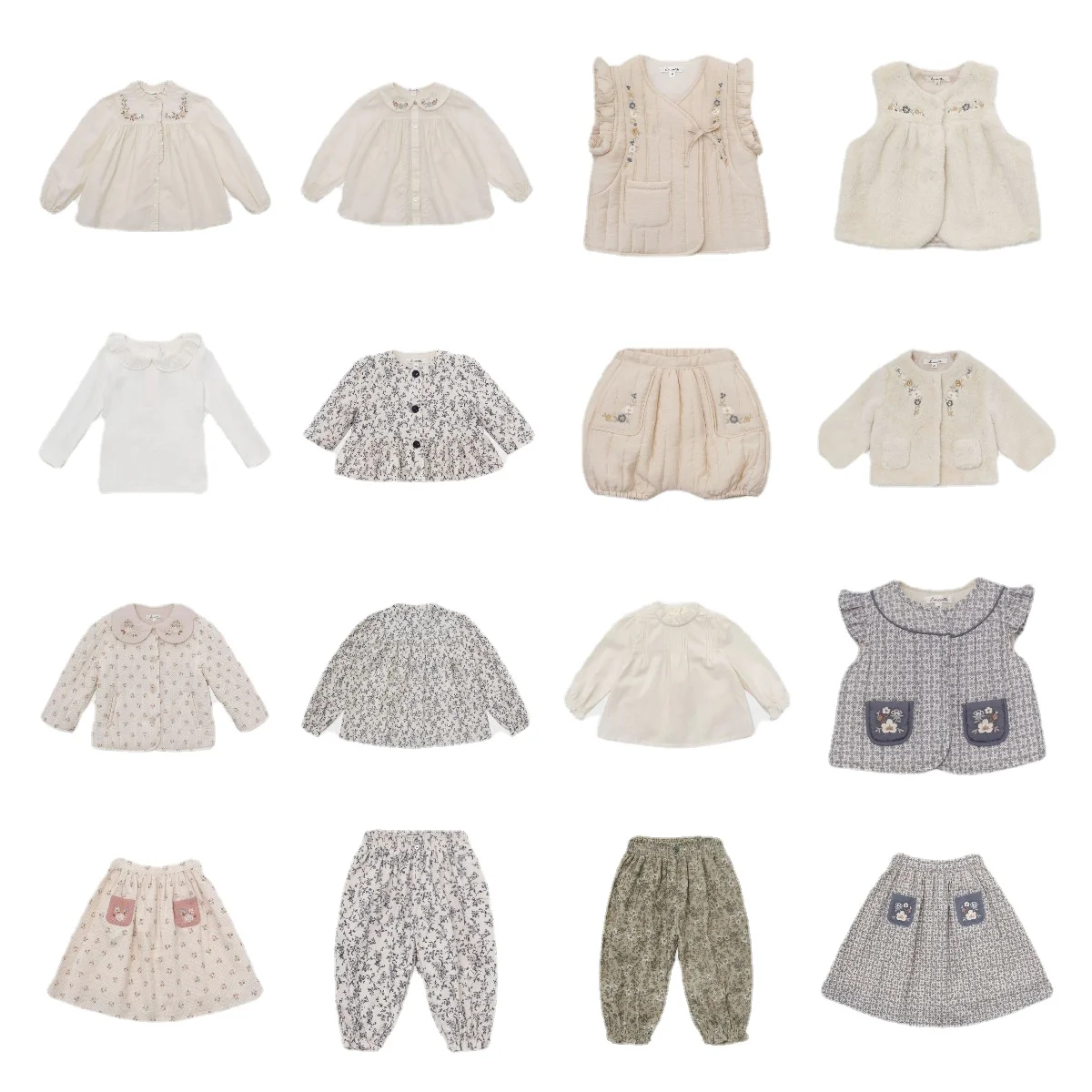 Детские комплекты LOU2023 AW, выдолбленный свитер, блузка для девочек, шорты, комплекты шаровар, юбка в полоску, детский топ, пальто для девочек, брюки, комплекты