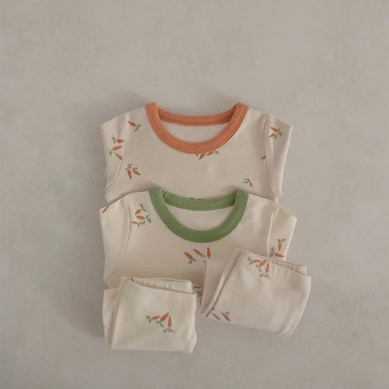Детский пижамный комплект MILANCEL Для маленьких девочек, пижамный костюм с морковкой для сна, пижамный костюм для мальчиков