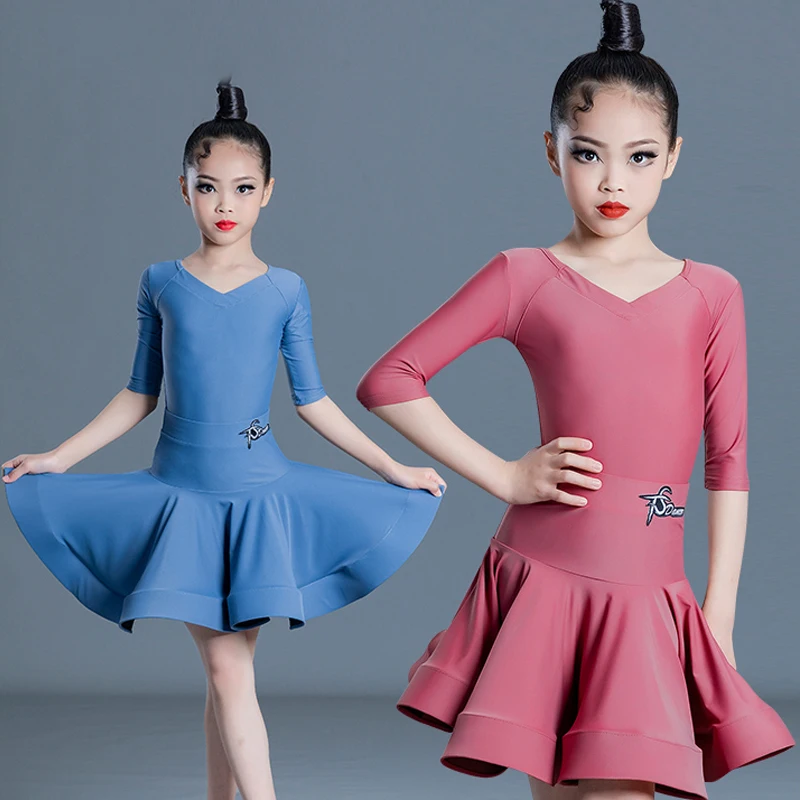 Детское платье для выступлений для девочек Профессиональное платье для латиноамериканских танцев Детский танцевальный костюм для соревнований по латиноамериканским танцам Тренировочная одежда SL6961