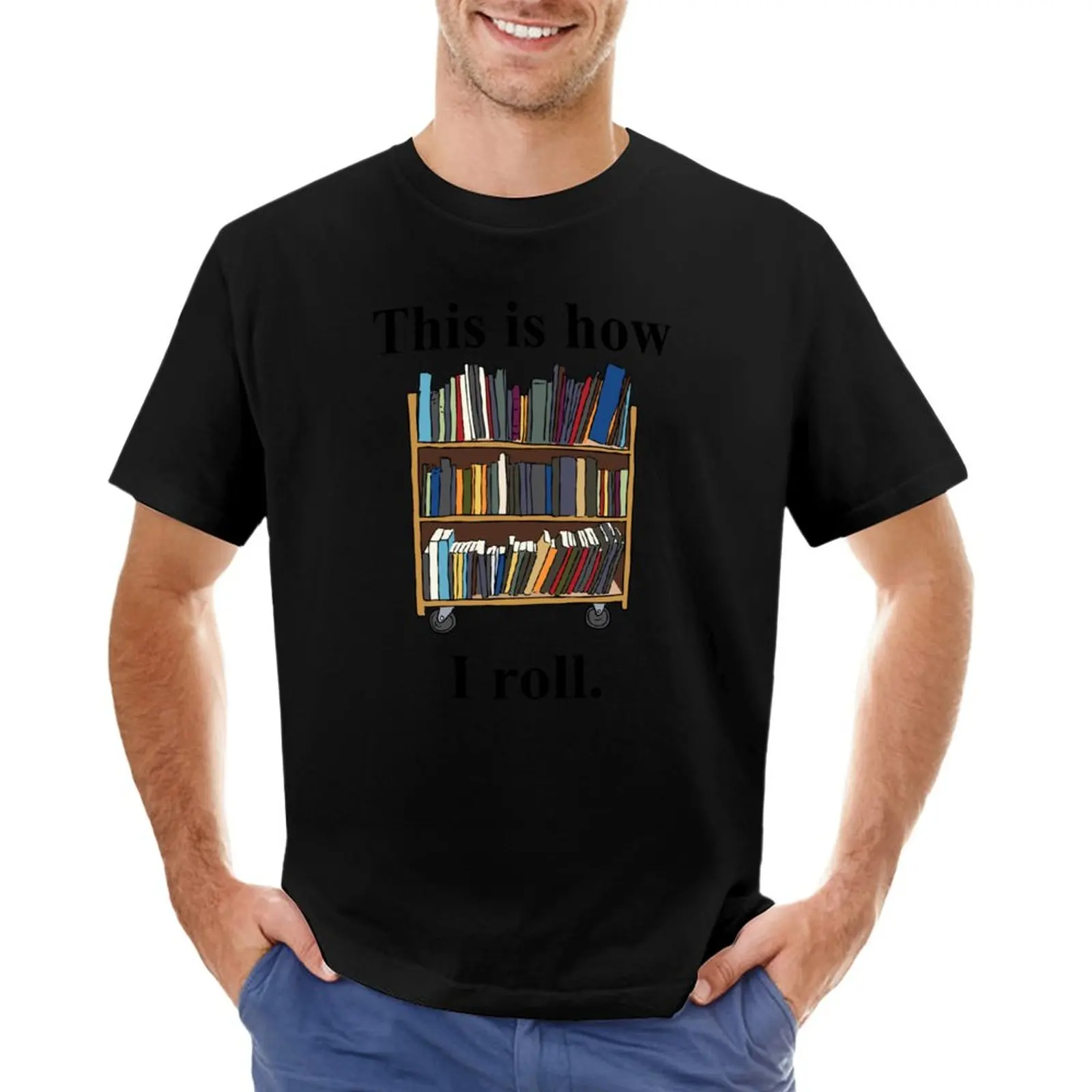 Дизайн библиотекаря - Вот как я катаюсь - Футболка с библиотечной тележкой, футболка для мальчика, Эстетическая одежда, футболка оверсайз для мужчин