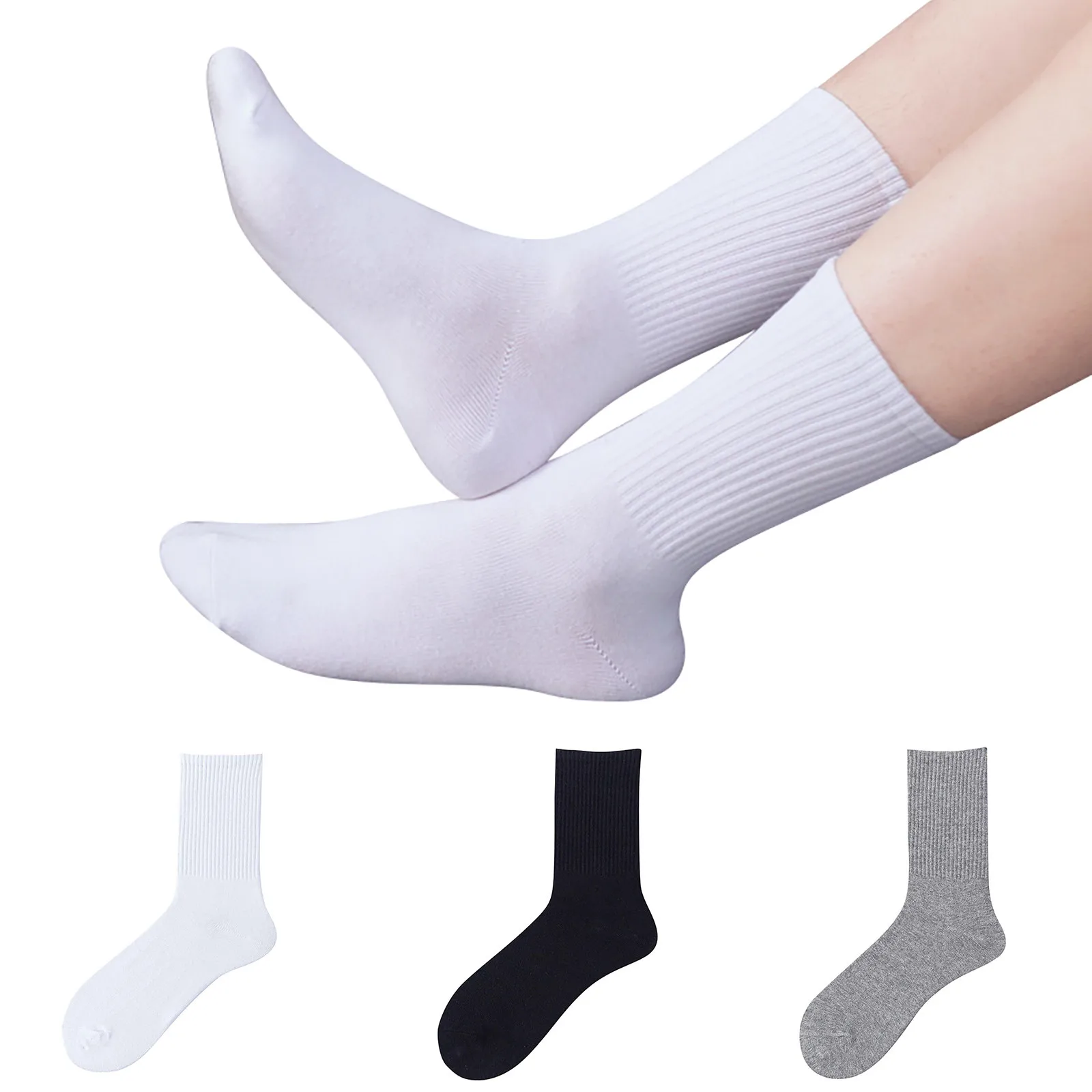 Длинные носки, Однотонные носки, Нейлоновые носки с высокой эластичностью, Плоские носки, Мужские носки с высоким берцем, Черные, Белые Длинные носки, чистый цвет, Японские