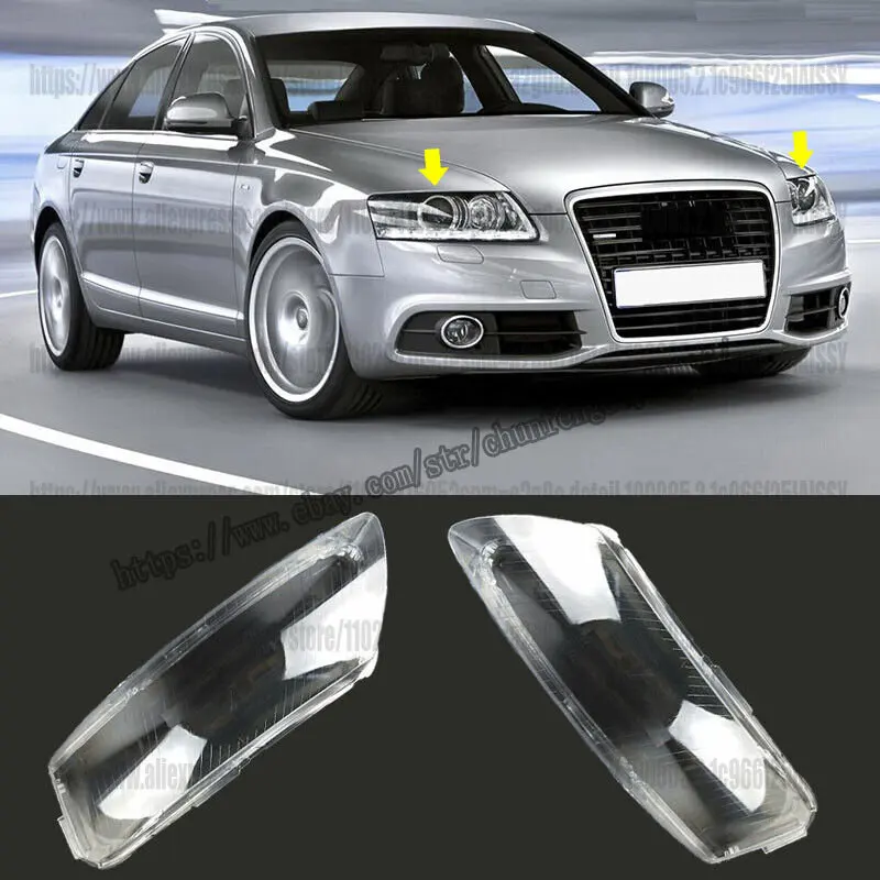 Для Audi A6 C6 2006-2011 2шт крышка фары лампа с прозрачными линзами Абажур правый и левый автомобильные аксессуары