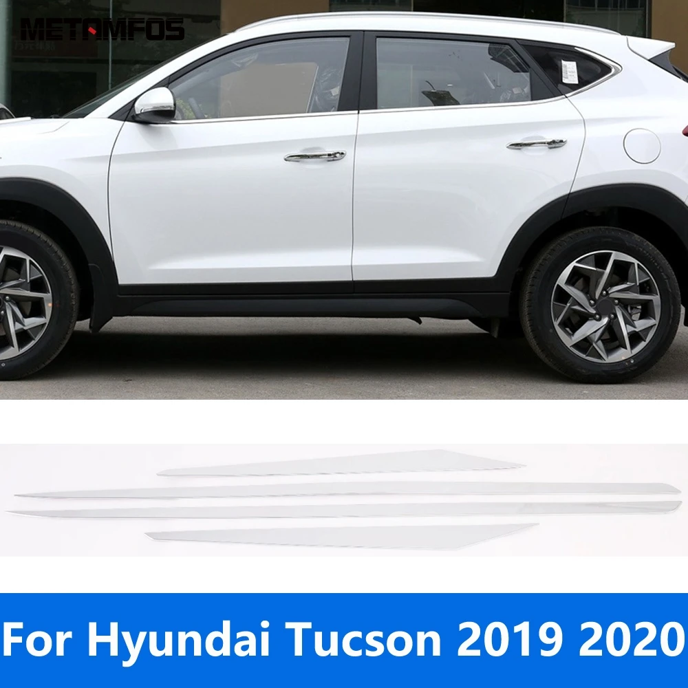 Для Hyundai Tucson 2019 2020 Хромированная дверная Боковая полоса Молдинг юбки кузова Наклейка Безель Внешние Аксессуары Для Стайлинга автомобилей