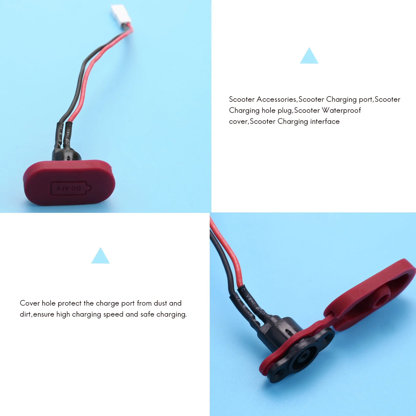 Для электрического скутера Xiaomi Mijia M365, крышка для зарядного отверстия с зарядным кабелем, порт для зарядки, Пластиковая Водонепроницаемая крышка