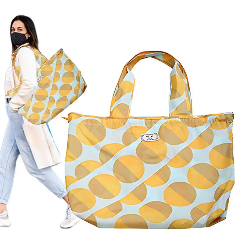 Дорожные сумки для хранения, красочные моющиеся складные сумки для покупок, вместительная сумка для хранения на открытом воздухе со шнурком.