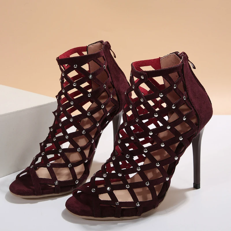 Женская обувь 2023, Высококачественные женские босоножки на тонком каблуке с открытым носком, Летние Элегантные босоножки однотонного цвета на молнии и высоком каблуке